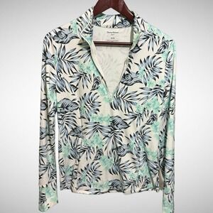 Tommy Bahama Golf Sweater Womens Medium Floral 1/4 Zip Pull Over Pre Owned